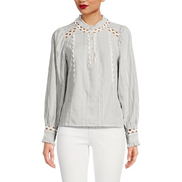 Sam Edelman Tops - Sam Edelman Vida Stripe Ruffle Scallop Womens Top Medium